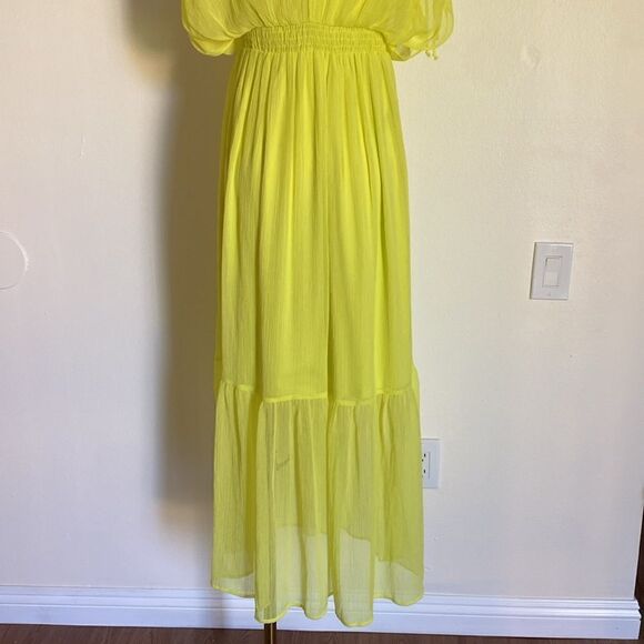 VERO MODA Aware Neon Yellow Cap Sleeve Ruffle Midi Dress Size XS NWT - Picture 11 of 15